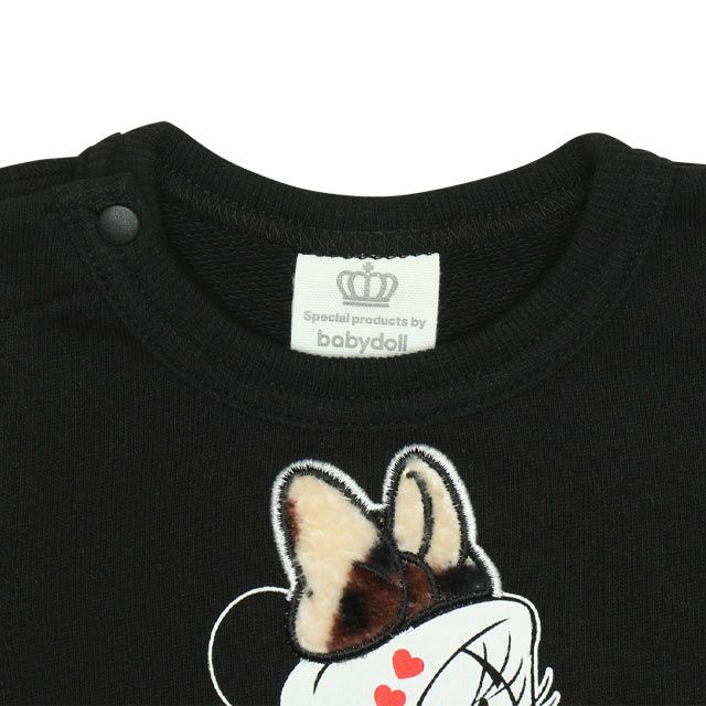 【ベビードール】ミニー ヒョウ柄ボアポケットドッキングロンパース 0006B / ベビーサイズ 赤ちゃん 出産祝い 贈り物 プレゼント リンクコーデ ペアルック 親子コーデ ベビー服 スウェット素材