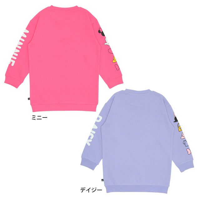 【ベビードール】ミニー 親子お揃い BIGフェイスチュニック丈ワンピース 0026K / ベビーサイズ キッズ トップス トレーナー ワンピ ロング丈 スウェット素材 春秋冬