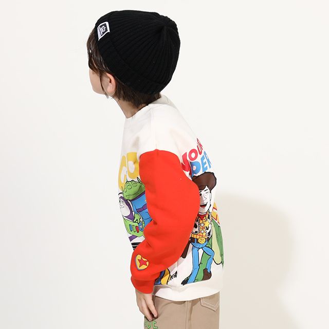 【ベビードール】親子お揃い トイ・ストーリー キャラクター裏起毛トレーナー 0039K / ウッディ バズ・ライトイヤー レックス スリンキー エイリアン トップス 長袖 クルーネック リンクコーデ あたたかい ベビーサイズ キッズ