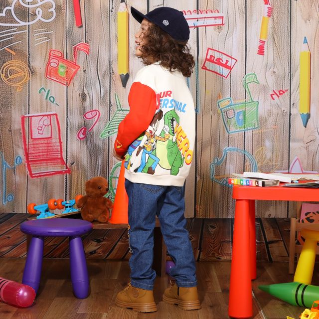 【ベビードール】親子お揃い トイ・ストーリー キャラクター裏起毛トレーナー 0039K / ウッディ バズ・ライトイヤー レックス スリンキー エイリアン トップス 長袖 クルーネック リンクコーデ あたたかい ベビーサイズ キッズ