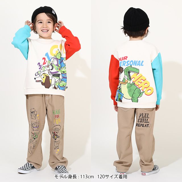 【ベビードール】親子お揃い トイ・ストーリー キャラクター裏起毛トレーナー 0039K / ウッディ バズ・ライトイヤー レックス スリンキー エイリアン トップス 長袖 クルーネック リンクコーデ あたたかい ベビーサイズ キッズ
