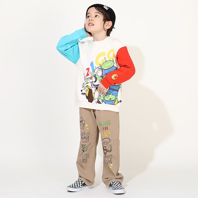 【ベビードール】親子お揃い トイ・ストーリー キャラクター裏起毛トレーナー 0039K / ウッディ バズ・ライトイヤー レックス スリンキー エイリアン トップス 長袖 クルーネック リンクコーデ あたたかい ベビーサイズ キッズ