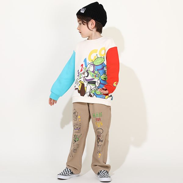 【ベビードール】親子お揃い トイ・ストーリー キャラクター裏起毛トレーナー 0039K / ウッディ バズ・ライトイヤー レックス スリンキー エイリアン トップス 長袖 クルーネック リンクコーデ あたたかい ベビーサイズ キッズ