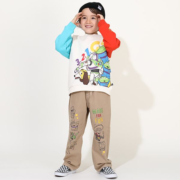 【ベビードール】親子お揃い トイ・ストーリー キャラクター裏起毛トレーナー 0039K / ウッディ バズ・ライトイヤー レックス スリンキー エイリアン トップス 長袖 クルーネック リンクコーデ あたたかい ベビーサイズ キッズ