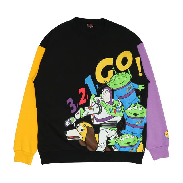 【ベビードール】親子お揃い トイ・ストーリー キャラクター裏起毛トレーナー 0039A / ウッディ バズ・ライトイヤー レックス スリンキー エイリアン トップス 長袖 クルーネック リンクコーデ あたたかい 大人 ユニセックス 男女兼用 レディース メンズ