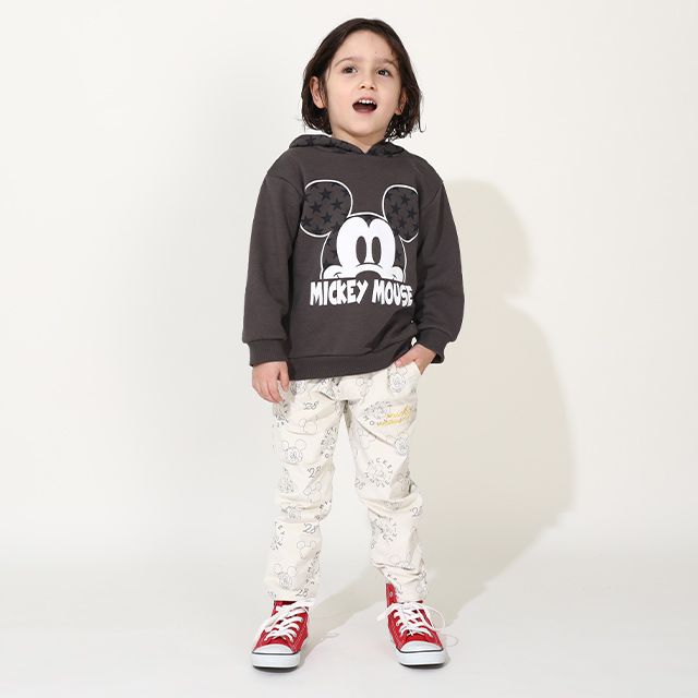【ベビードール】ミッキー キャラクター 裏起毛パーカー 0040K / ベビーサイズ キッズ 長袖 トップス プルオーバー セミワイド