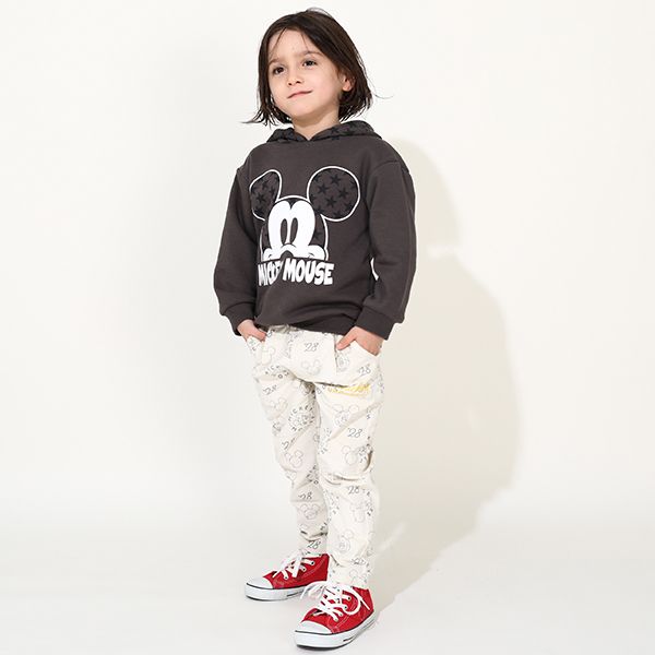【ベビードール】ミッキー キャラクター 裏起毛パーカー 0040K / ベビーサイズ キッズ 長袖 トップス プルオーバー セミワイド