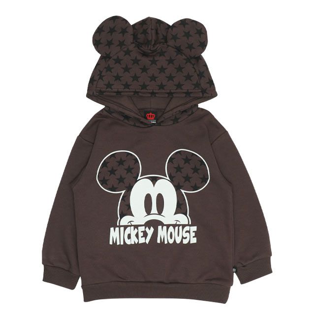 【ベビードール】ミッキー キャラクター 裏起毛パーカー 0040K / ベビーサイズ キッズ 長袖 トップス プルオーバー セミワイド