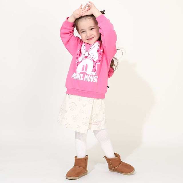 【ベビードール】ミニー キャラクター 裏起毛パーカー 0040K / ベビーサイズ キッズ 女の子 りぼん 長袖 トップス プルオーバー セミワイド