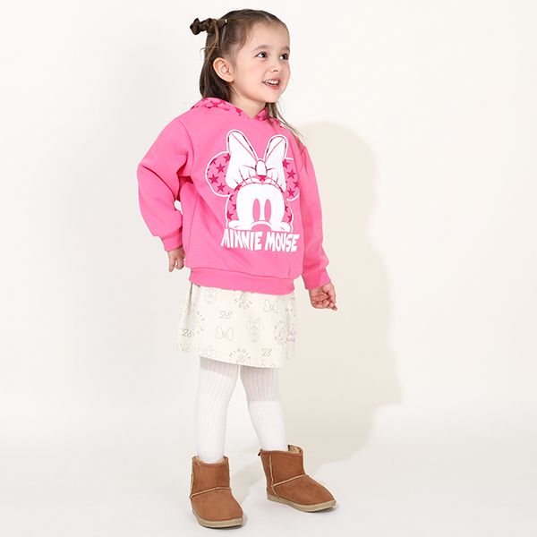 【ベビードール】ミニー キャラクター 裏起毛パーカー 0040K / ベビーサイズ キッズ 女の子 りぼん 長袖 トップス プルオーバー セミワイド