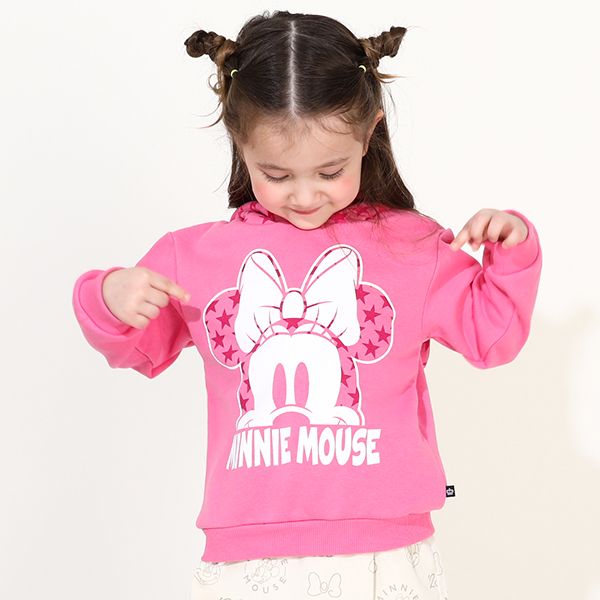 【ベビードール】ミニー キャラクター 裏起毛パーカー 0040K / ベビーサイズ キッズ 女の子 りぼん 長袖 トップス プルオーバー セミワイド