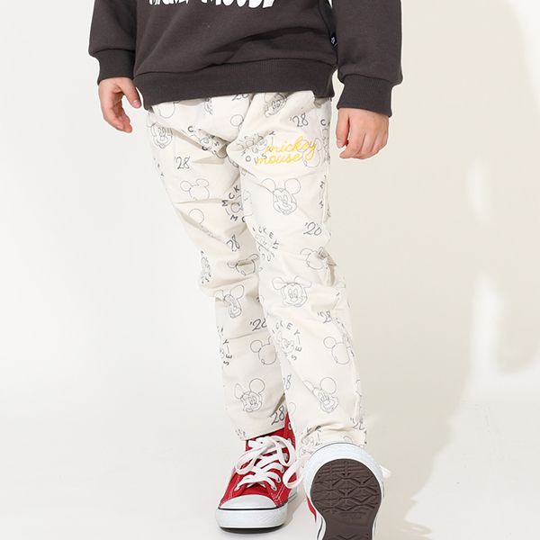 【ベビードール】ミッキー コーデュロイ ロングパンツ 0041K / ベビーサイズ キッズ リンクコーデ ストレッチコーデュロイ 長ズボン ウエストゴム 楽ちん ポケットあり