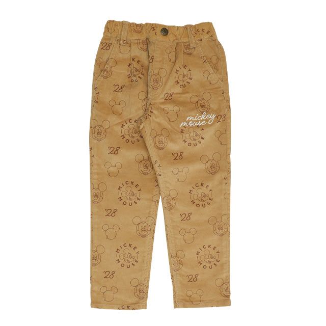 【ベビードール】ミッキー コーデュロイ ロングパンツ 0041K / ベビーサイズ キッズ リンクコーデ ストレッチコーデュロイ 長ズボン ウエストゴム 楽ちん ポケットあり