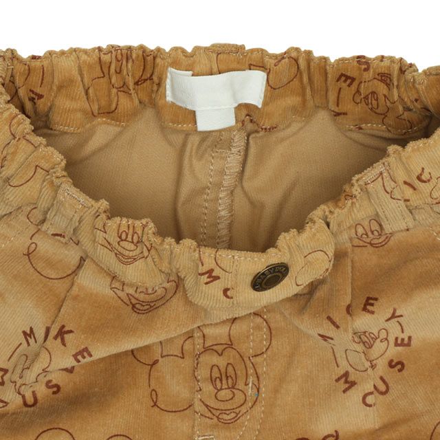 【ベビードール】ミッキー コーデュロイ ロングパンツ 0041K / ベビーサイズ キッズ リンクコーデ ストレッチコーデュロイ 長ズボン ウエストゴム 楽ちん ポケットあり