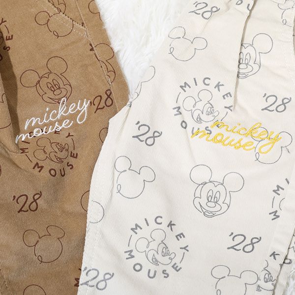 【ベビードール】ミッキー コーデュロイ ロングパンツ 0041K / ベビーサイズ キッズ リンクコーデ ストレッチコーデュロイ 長ズボン ウエストゴム 楽ちん ポケットあり