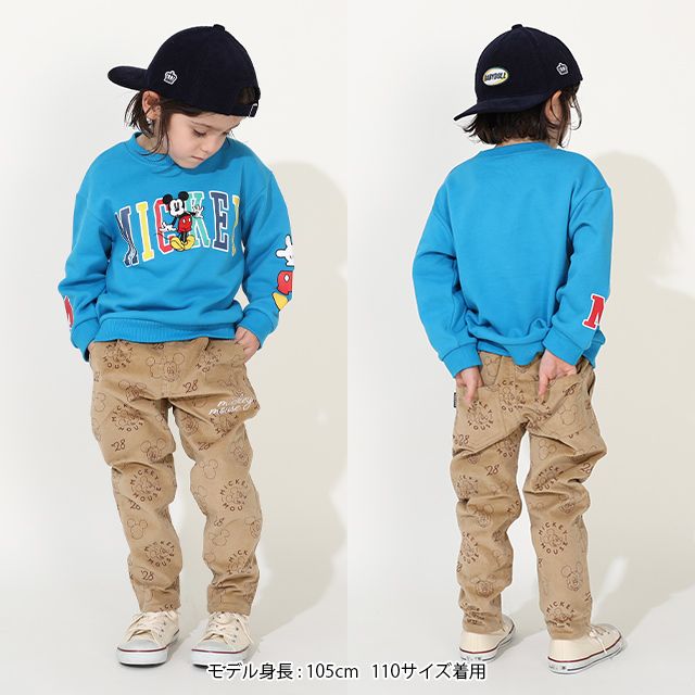 【ベビードール】ミッキー コーデュロイ ロングパンツ 0041K / ベビーサイズ キッズ リンクコーデ ストレッチコーデュロイ 長ズボン ウエストゴム 楽ちん ポケットあり