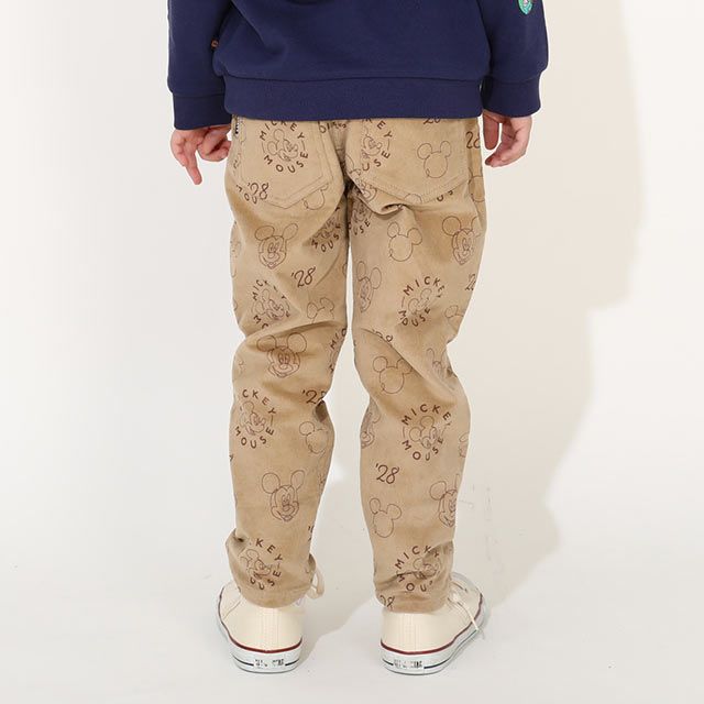 【ベビードール】ミッキー コーデュロイ ロングパンツ 0041K / ベビーサイズ キッズ リンクコーデ ストレッチコーデュロイ 長ズボン ウエストゴム 楽ちん ポケットあり