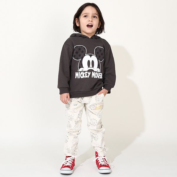 【ベビードール】ミッキー コーデュロイ ロングパンツ 0041K / ベビーサイズ キッズ リンクコーデ ストレッチコーデュロイ 長ズボン ウエストゴム 楽ちん ポケットあり