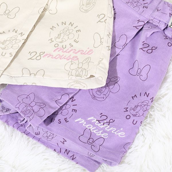 【ベビードール】ミニー コーデュロイ ショートパンツ 0042K / ベビーサイズ キッズ リンクコーデ おそろい ストレッチコーデュロイ キュロット ウエストゴム 楽ちん