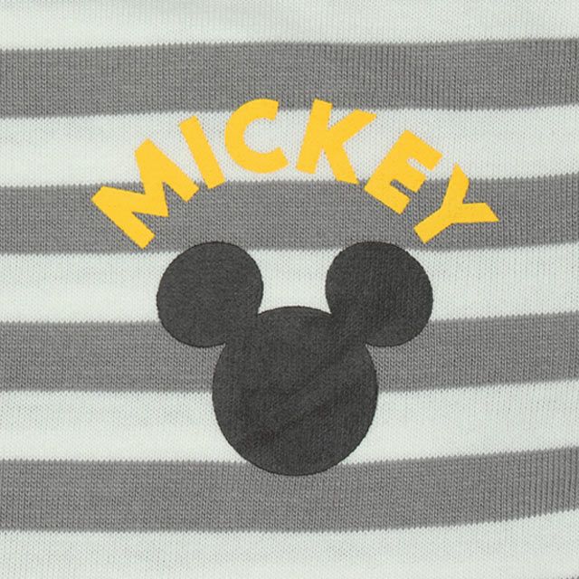 【ベビードール】ミッキー コーデュロイ サロペットロンパース 2点セット 0043B / ベビーサイズ 出産祝い セットアイテム ストレッチコーデュロイ ボーダー 長袖 ロンT ボディスーツ 肩紐調整可 股下スナップボタン