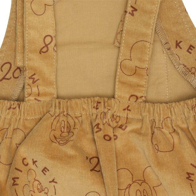 【ベビードール】ミッキー コーデュロイ サロペットロンパース 2点セット 0043B / ベビーサイズ 出産祝い セットアイテム ストレッチコーデュロイ ボーダー 長袖 ロンT ボディスーツ 肩紐調整可 股下スナップボタン