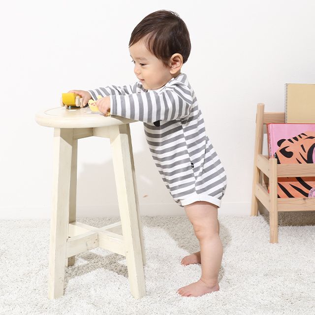 【ベビードール】ミッキー コーデュロイ サロペットロンパース 2点セット 0043B / ベビーサイズ 出産祝い セットアイテム ストレッチコーデュロイ ボーダー 長袖 ロンT ボディスーツ 肩紐調整可 股下スナップボタン