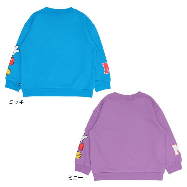 【ベビードール】ミッキー 親子お揃い カラフルロゴ トレーナー 0044K / ベビーサイズ キッズ ファミリーコーデ おそろい スウェット素材 長袖 トップス クルーネック セミワイド