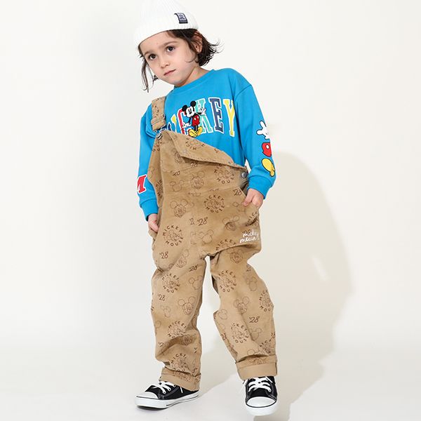 【ベビードール】ミッキー 親子お揃い カラフルロゴ トレーナー 0044K / ベビーサイズ キッズ ファミリーコーデ おそろい スウェット素材 長袖 トップス クルーネック セミワイド