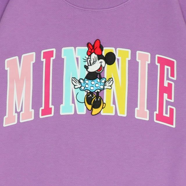 【ベビードール】ミニー 親子お揃い カラフルロゴ トレーナー 0044K / ベビーサイズ キッズ ファミリーコーデ おそろい スウェット素材 長袖 トップス クルーネック セミワイド