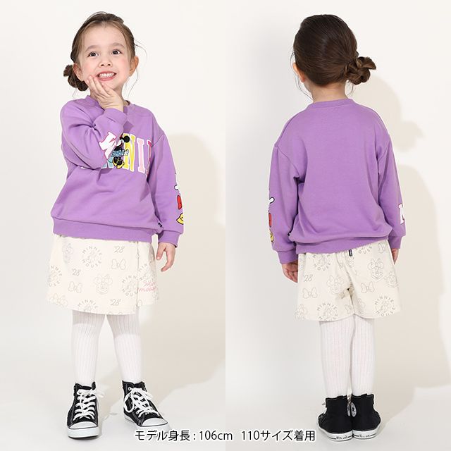 【ベビードール】ミニー 親子お揃い カラフルロゴ トレーナー 0044K / ベビーサイズ キッズ ファミリーコーデ おそろい スウェット素材 長袖 トップス クルーネック セミワイド