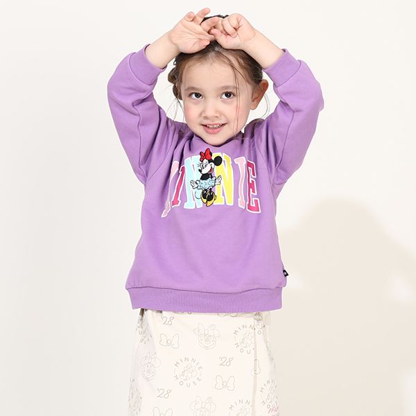 【ベビードール】ミニー 親子お揃い カラフルロゴ トレーナー 0044K / ベビーサイズ キッズ ファミリーコーデ おそろい スウェット素材 長袖 トップス クルーネック セミワイド