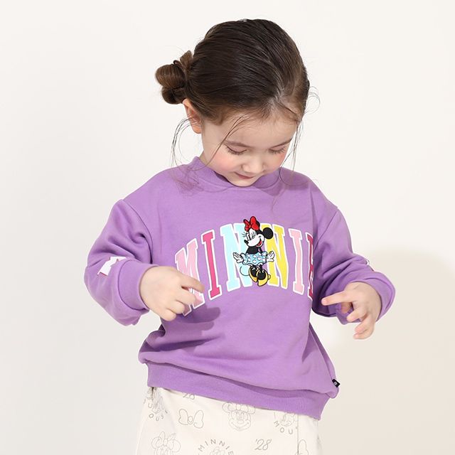【ベビードール】ミニー 親子お揃い カラフルロゴ トレーナー 0044K / ベビーサイズ キッズ ファミリーコーデ おそろい スウェット素材 長袖 トップス クルーネック セミワイド