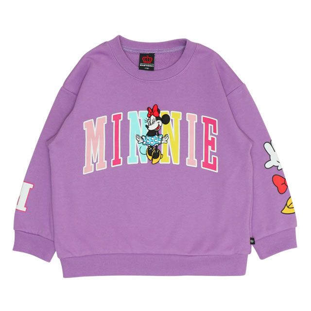 【ベビードール】ミニー 親子お揃い カラフルロゴ トレーナー 0044K / ベビーサイズ キッズ ファミリーコーデ おそろい スウェット素材 長袖 トップス クルーネック セミワイド