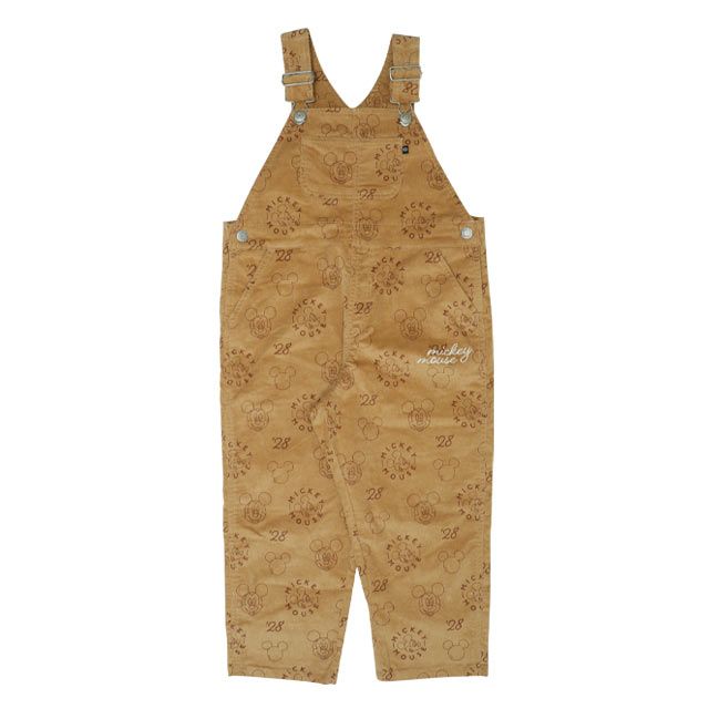 【ベビードール】ミッキー コーデュロイ サロペット 0047K / ベビーサイズ キッズ リンクコーデ おそろい ストレッチコーデュロイ 肩紐調整可 ポケットあり