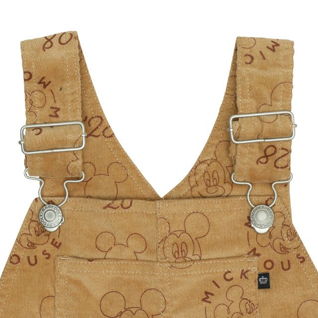 【ベビードール】ミッキー コーデュロイ サロペット 0047K / ベビーサイズ キッズ リンクコーデ おそろい ストレッチコーデュロイ 肩紐調整可 ポケットあり