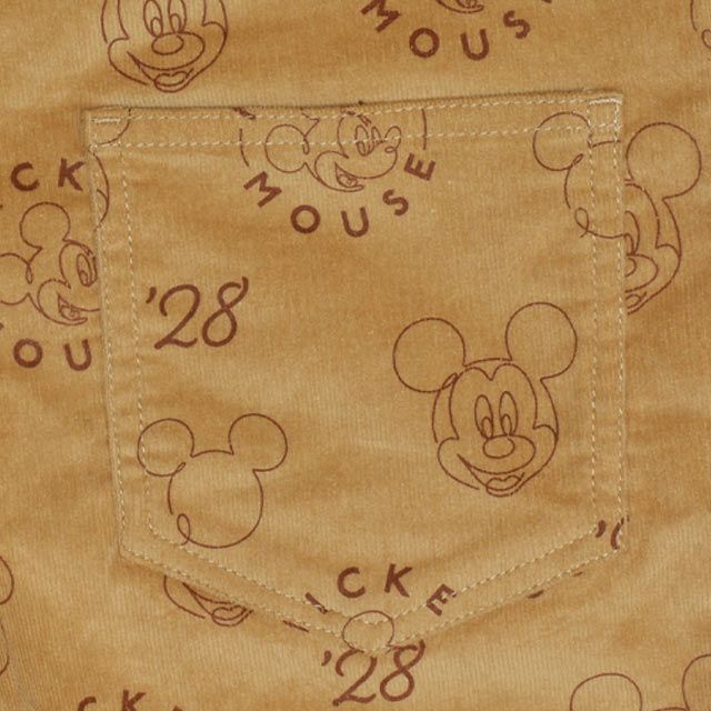 【ベビードール】ミッキー コーデュロイ サロペット 0047K / ベビーサイズ キッズ リンクコーデ おそろい ストレッチコーデュロイ 肩紐調整可 ポケットあり