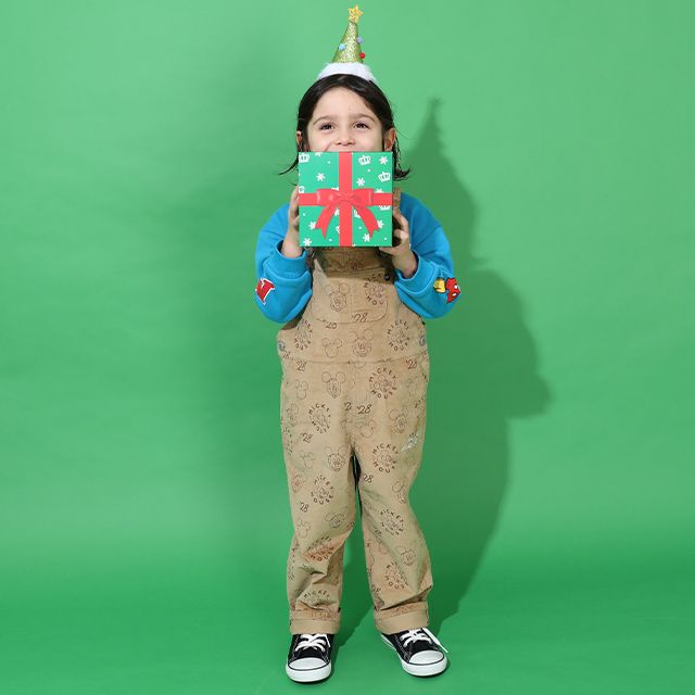 【ベビードール】ミッキー コーデュロイ サロペット 0047K / ベビーサイズ キッズ リンクコーデ おそろい ストレッチコーデュロイ 肩紐調整可 ポケットあり