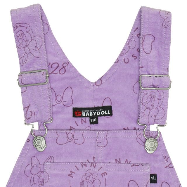 【ベビードール】ミニー コーデュロイ ジャンパースカート 0048K / ベビーサイズ キッズ リンクコーデ おそろい ジャンスカ ストレッチコーデュロイ 肩紐調整可 ポケットあり