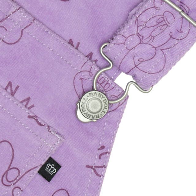 【ベビードール】ミニー コーデュロイ ジャンパースカート 0048K / ベビーサイズ キッズ リンクコーデ おそろい ジャンスカ ストレッチコーデュロイ 肩紐調整可 ポケットあり