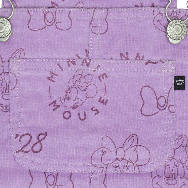 【ベビードール】ミニー コーデュロイ ジャンパースカート 0048K / ベビーサイズ キッズ リンクコーデ おそろい ジャンスカ ストレッチコーデュロイ 肩紐調整可 ポケットあり