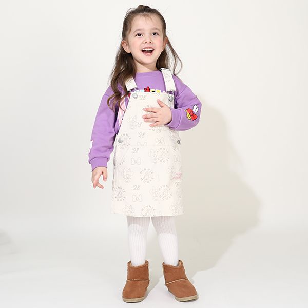 【ベビードール】ミニー コーデュロイ ジャンパースカート 0048K / ベビーサイズ キッズ リンクコーデ おそろい ジャンスカ ストレッチコーデュロイ 肩紐調整可 ポケットあり