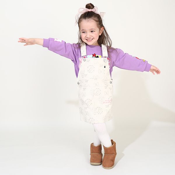 【ベビードール】ミニー コーデュロイ ジャンパースカート 0048K / ベビーサイズ キッズ リンクコーデ おそろい ジャンスカ ストレッチコーデュロイ 肩紐調整可 ポケットあり