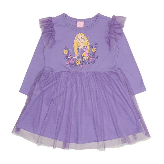 【ベビードール】ラプンツェル プリンセス / 豪華3点セット 0087K / キッズ ワンピ 長袖 スカート シュシュ ヘアアクセサリー バッグ 鞄 かばん ショルダーバッグ トータルコーデセット オーロラ ガーリー