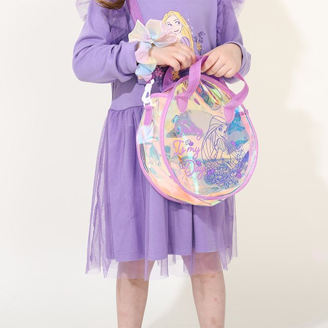 【ベビードール】ラプンツェル プリンセス / 豪華3点セット 0087K / キッズ ワンピ 長袖 スカート シュシュ ヘアアクセサリー バッグ 鞄 かばん ショルダーバッグ トータルコーデセット オーロラ ガーリー