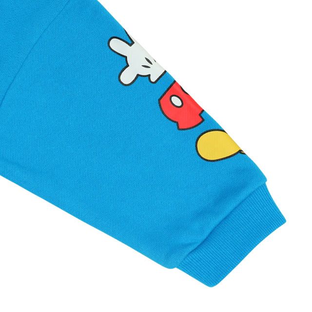 【ベビードール】ミッキー サテンロゴ ロンパース 0098B / ベビーサイズ ベビー服 ファミリーコーデ おそろい ドッキングデザイン スウェット素材 股下スナップボタン