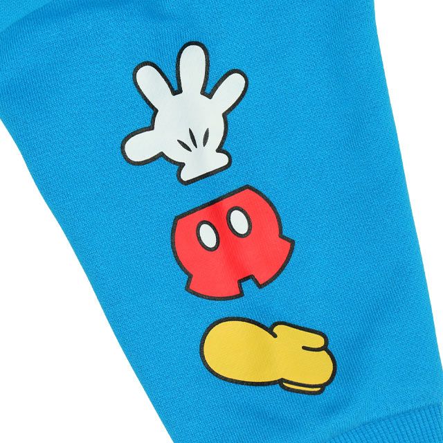 【ベビードール】ミッキー サテンロゴ ロンパース 0098B / ベビーサイズ ベビー服 ファミリーコーデ おそろい ドッキングデザイン スウェット素材 股下スナップボタン