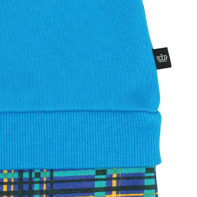 【ベビードール】ミッキー サテンロゴ ロンパース 0098B / ベビーサイズ ベビー服 ファミリーコーデ おそろい ドッキングデザイン スウェット素材 股下スナップボタン