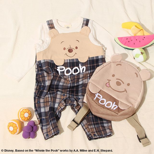 公式 ショップディズニー ベビードール ディズニー チェック柄サロペットドッキングロンパース 7010b プー