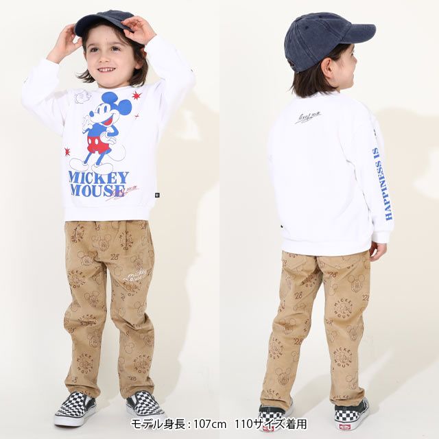 【ベビードール】ミッキー ドナルド 親子お揃い キャラクタートレーナー 0125K / ベビーサイズ キッズ プルオーバー スウェット素材 フード無し 長袖