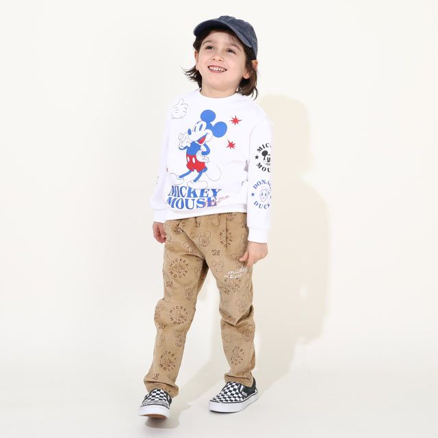【ベビードール】ミッキー ドナルド 親子お揃い キャラクタートレーナー 0125K / ベビーサイズ キッズ プルオーバー スウェット素材 フード無し 長袖